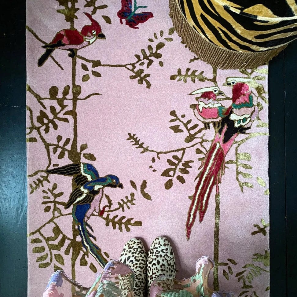 Jardin De Orient Pink & Gold 274x76cm Hand Tufted Runner Rug