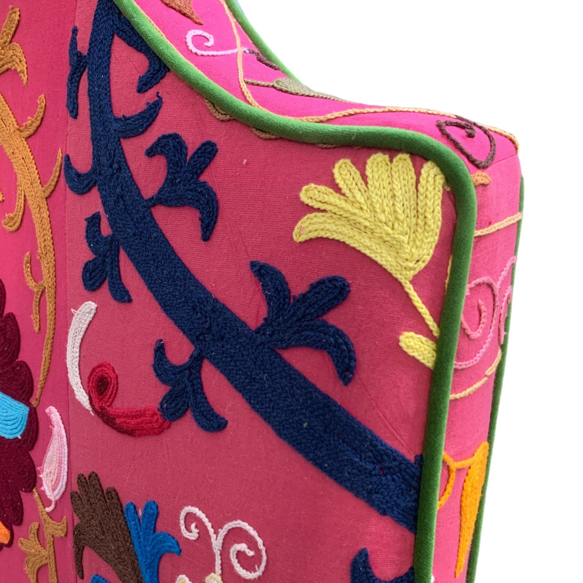 Bespoke King Headboard in Hand Embroidered Suzani Pink