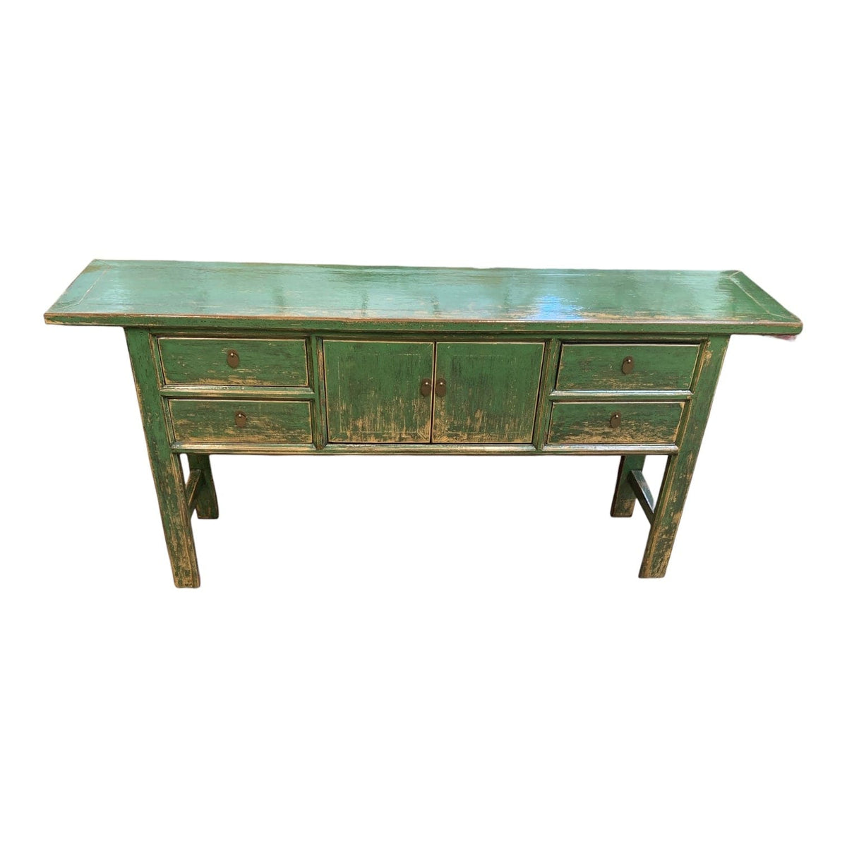 Distressed Green Four Drawer Sideboard