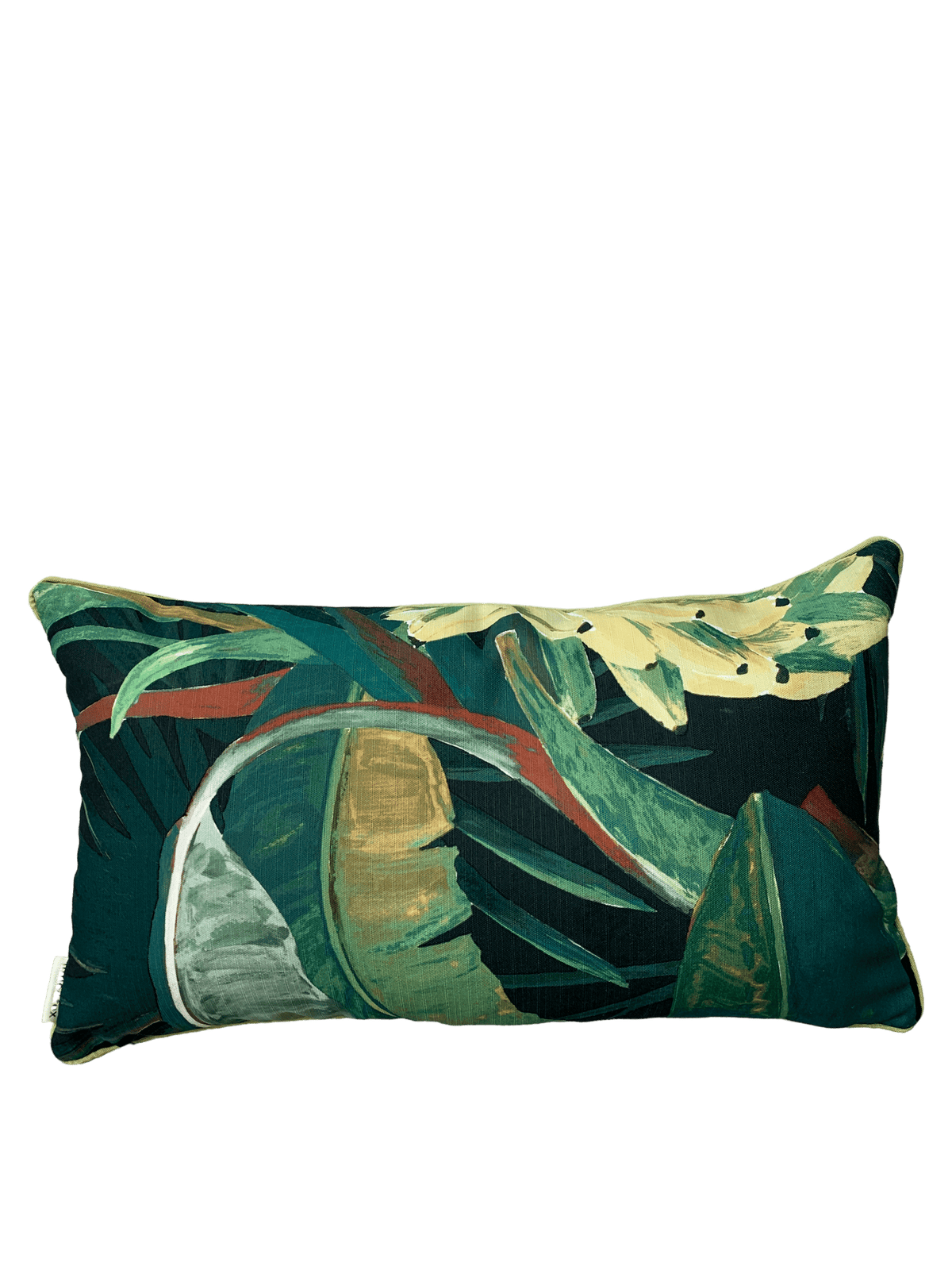 A tropical printed cushion.