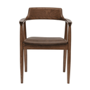 Wooden chair with brown cushion on a white background