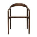 Brown wooden chair with armrests on a white background