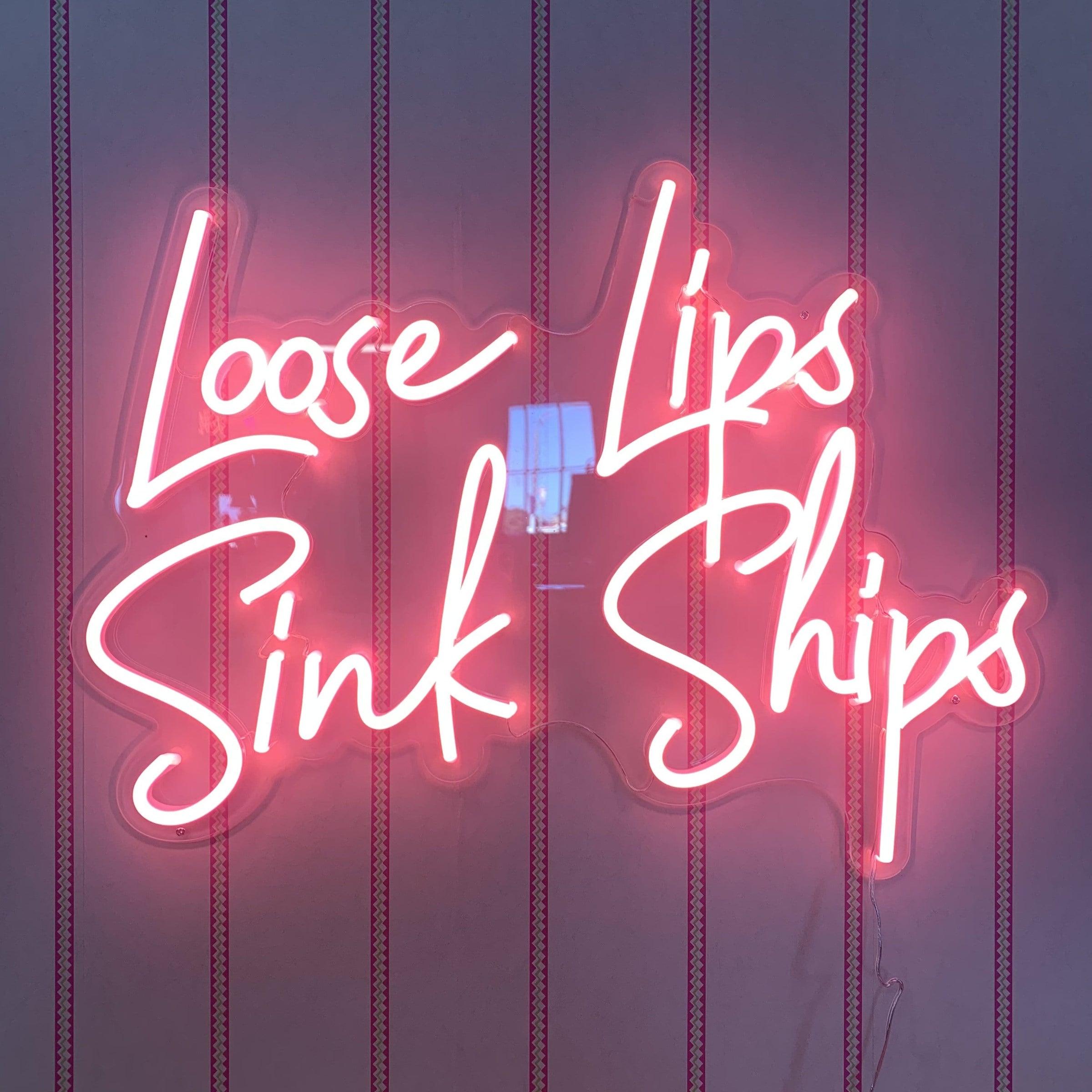 Loose Lips Sink Ships - Pink Neon Sign