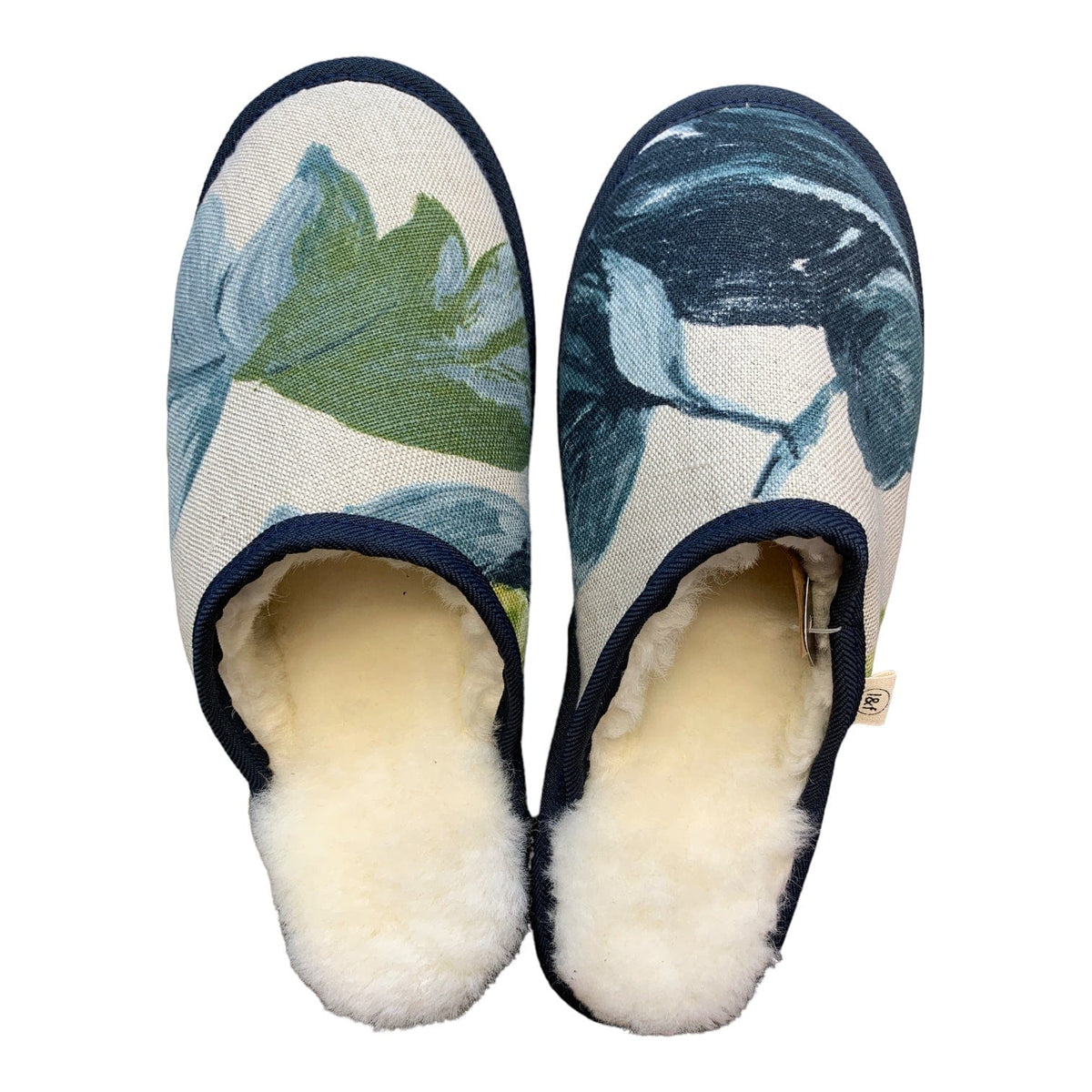 Blue-Painted-Leaves-Large-White-Slippers-Little-and-Fox