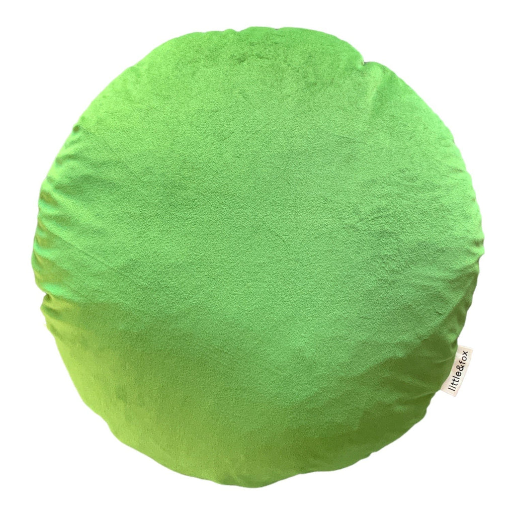 Grass Green Velvet Round Cushion Little & Fox