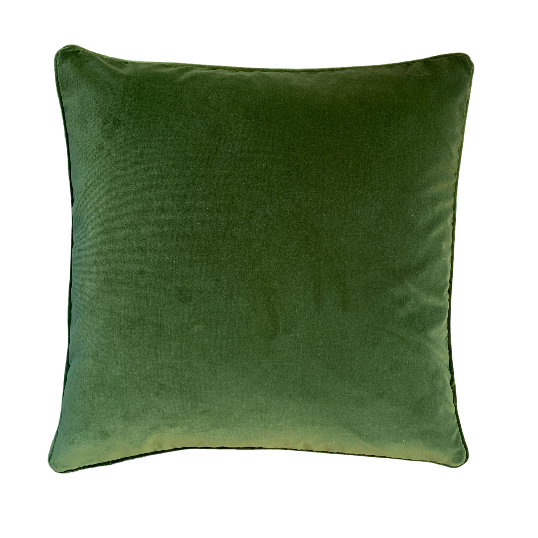 Olive Cotton Velvet 55x55cm Piped Cushion