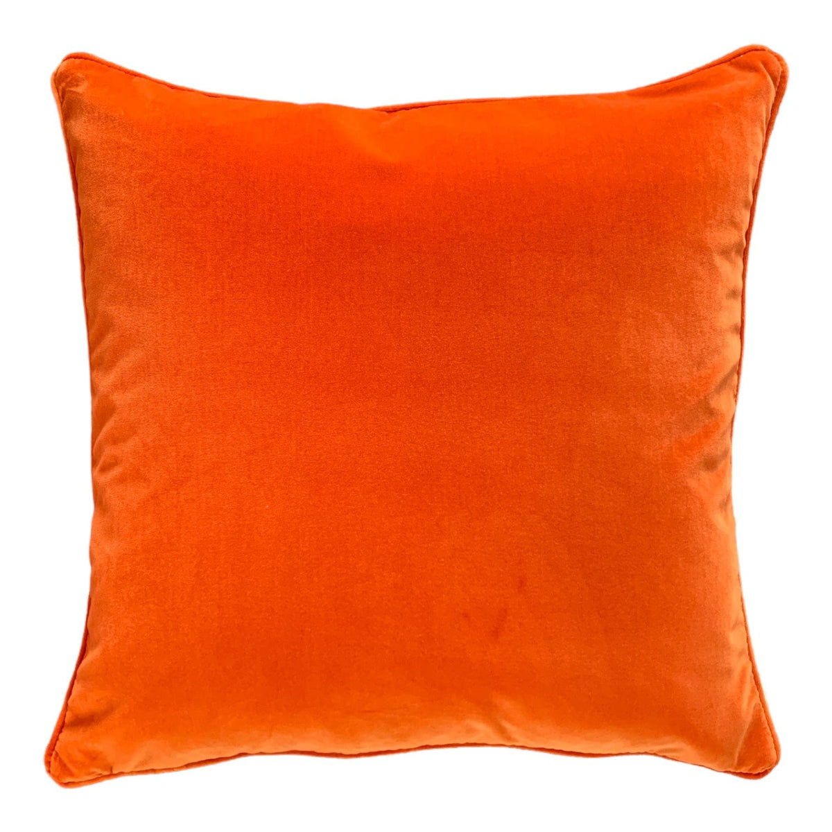 Tangerine Cotton Velvet 55x55cm Piped Cushion Little & Fox