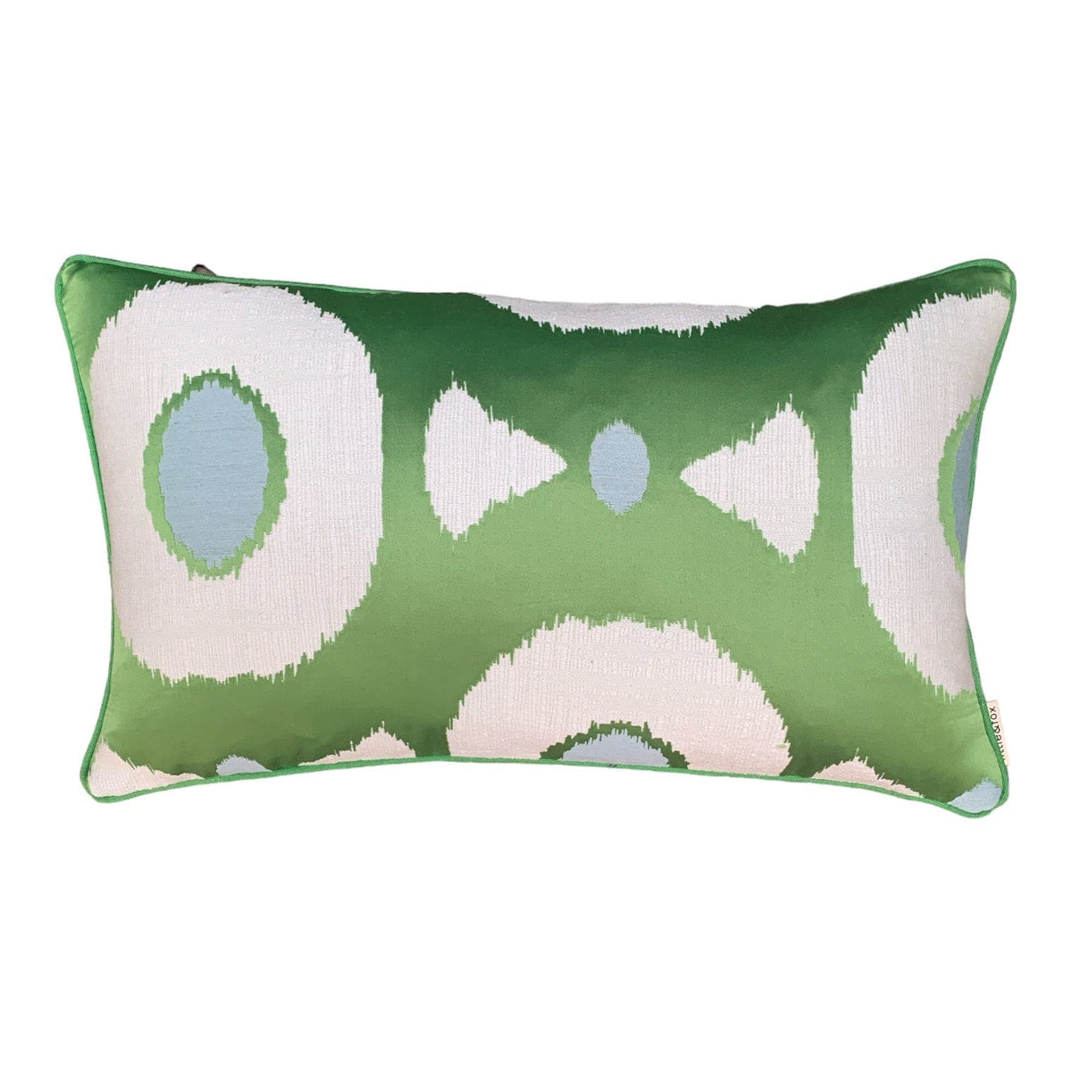 Zinnia Emerald Sky 60x35cm Piped Cushion Little & Fox