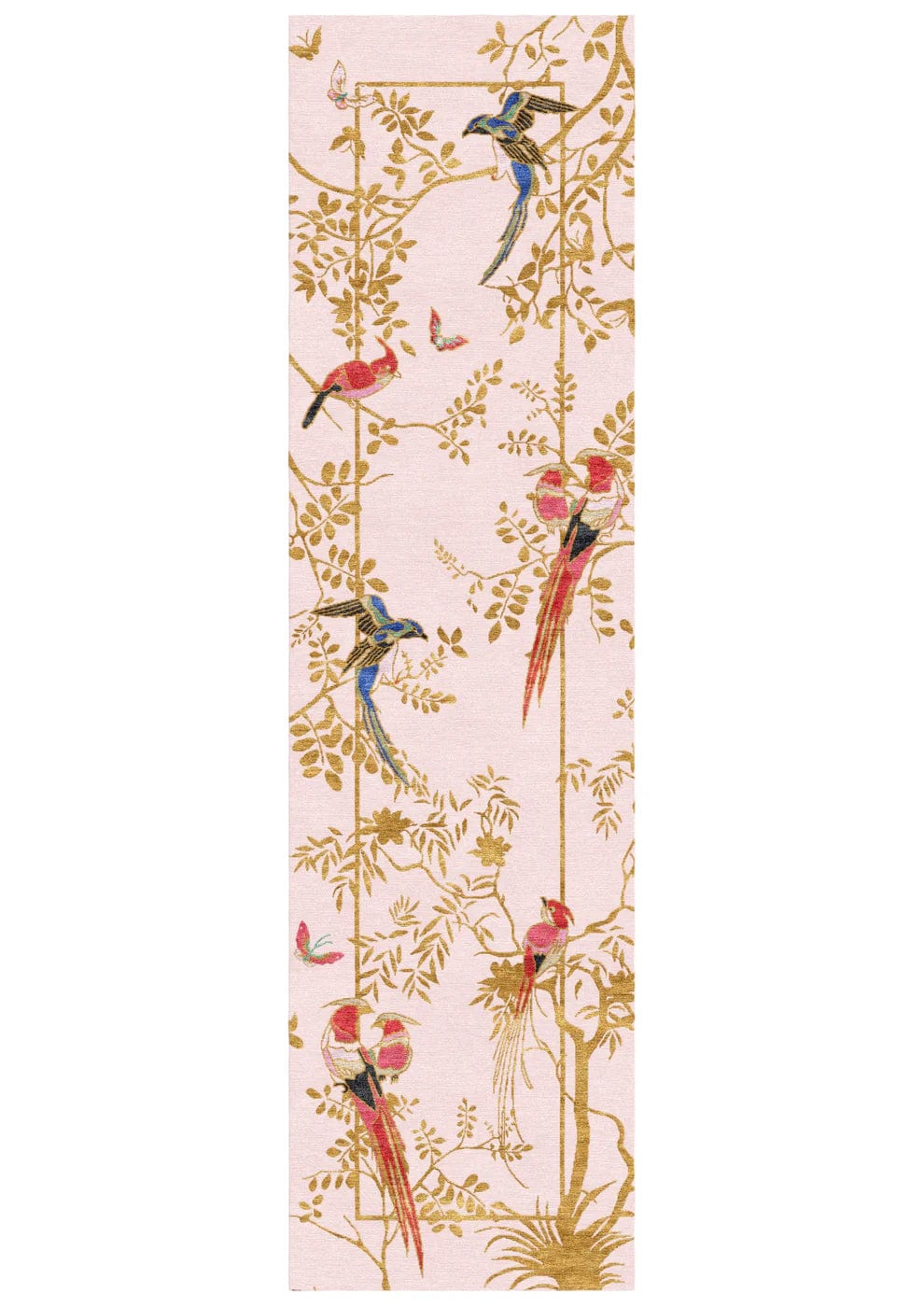 Jardin De Orient Pink & Gold 274x76cm Hand Tufted Runner Rug