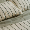 100% French Flax Linen Duvet Cover Set - Lichen Stripe