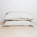 100% French Flax Linen Pillowcase Pair - Charcoal Pinstripe