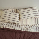100% French Flax Linen Sheet Set - Cocoa Stripe