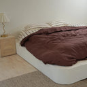 100% French Flax Linen Sheet Set - Cocoa Stripe