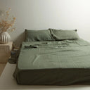 100% French Flax Linen Sheet Set- Lichen