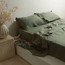 100% French Flax Linen Sheet Set- Lichen