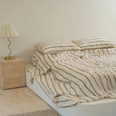 100% French Flax Linen Sheet Set - Cocoa Stripe