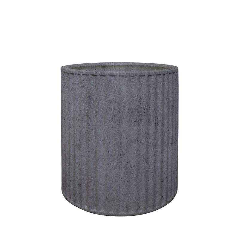 Piako Ribbed Cylinder Planter Small - Weathered Cement PRE ORDER LITTLE & FOX
