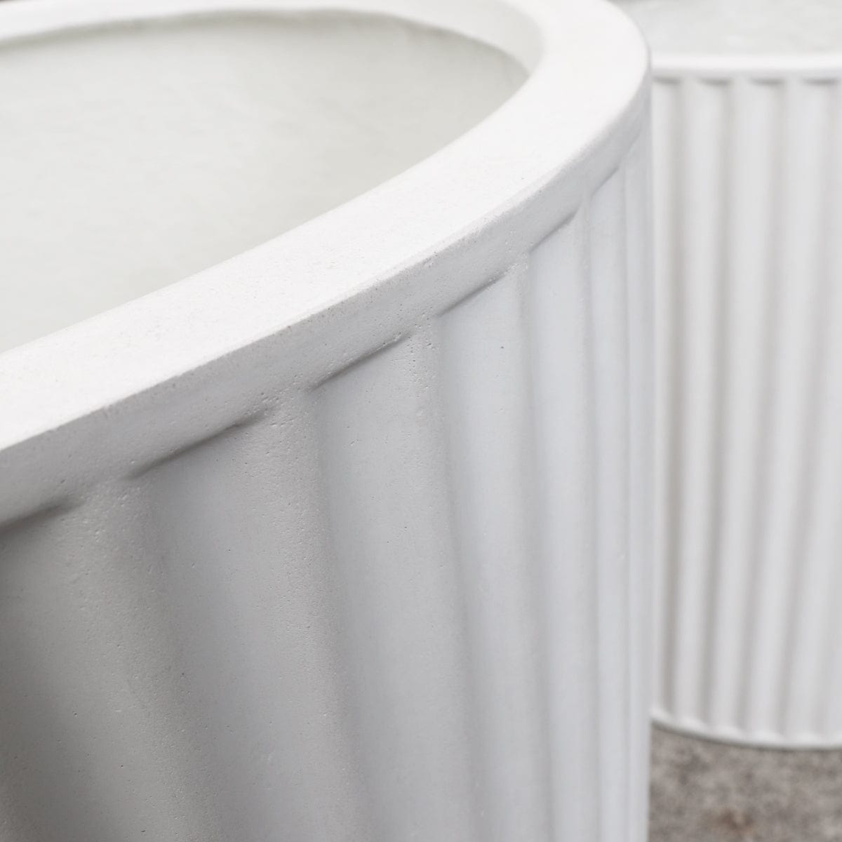 Piako Ribbed Cylinder Planter Medium - White PRE ORDER