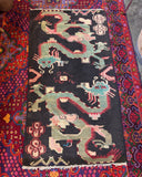 Black Dragon Tibetan Vintage Rug