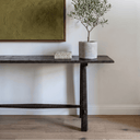 Ribbed Black Teak Console Table