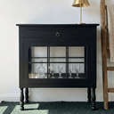 Vintage Black Teak Display Cabinet