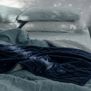 Pin Velvet Coverlet Navy Blue