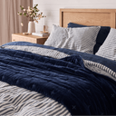 Pin Velvet Coverlet Navy Blue