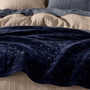 Pin Velvet Coverlet Navy Blue
