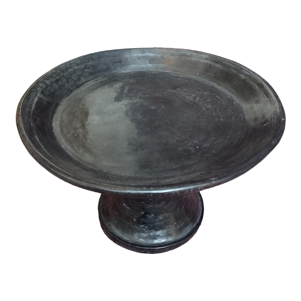 Large Black Pedestal Lipped Bowl