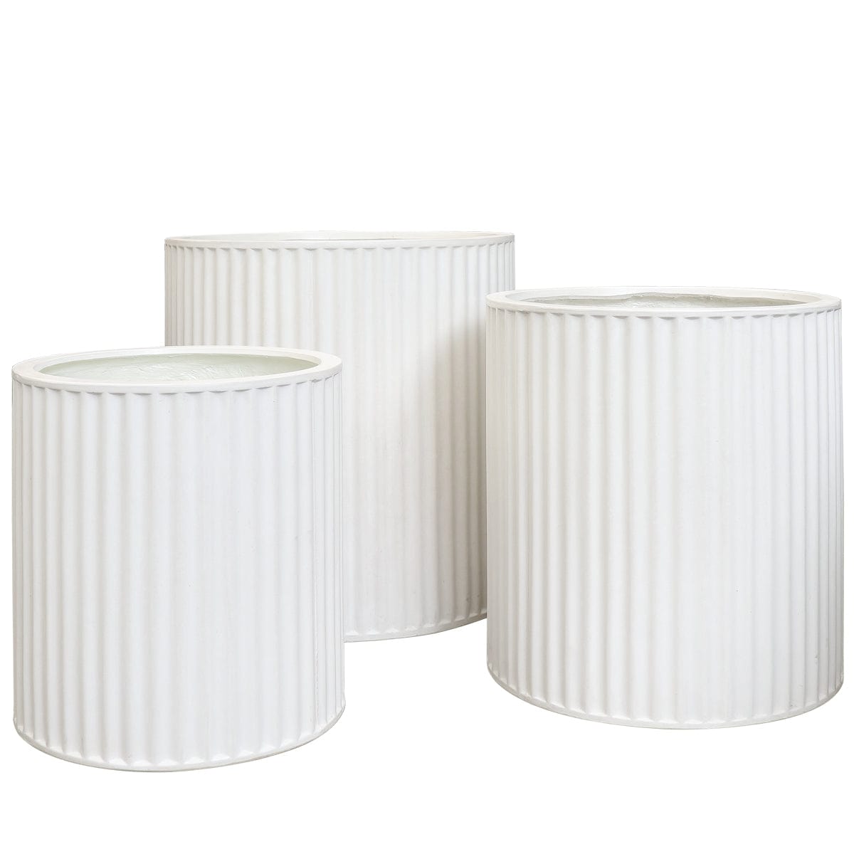 Piako Ribbed Cylinder Planter Small  - White PRE ORDER