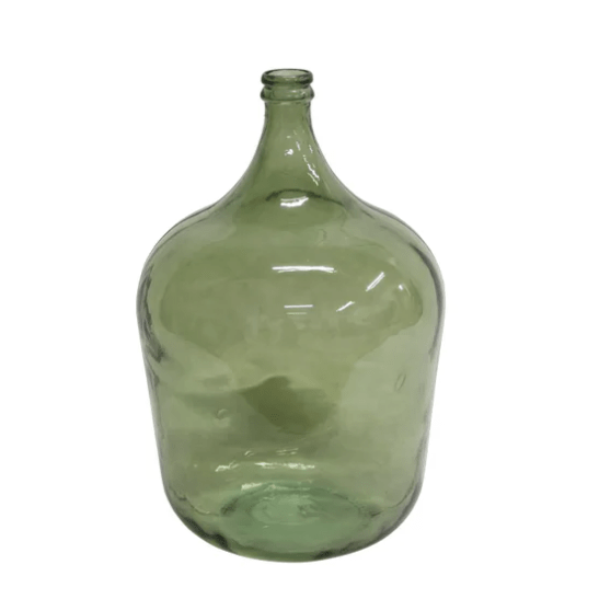 Large Green Glass Belly Bottle