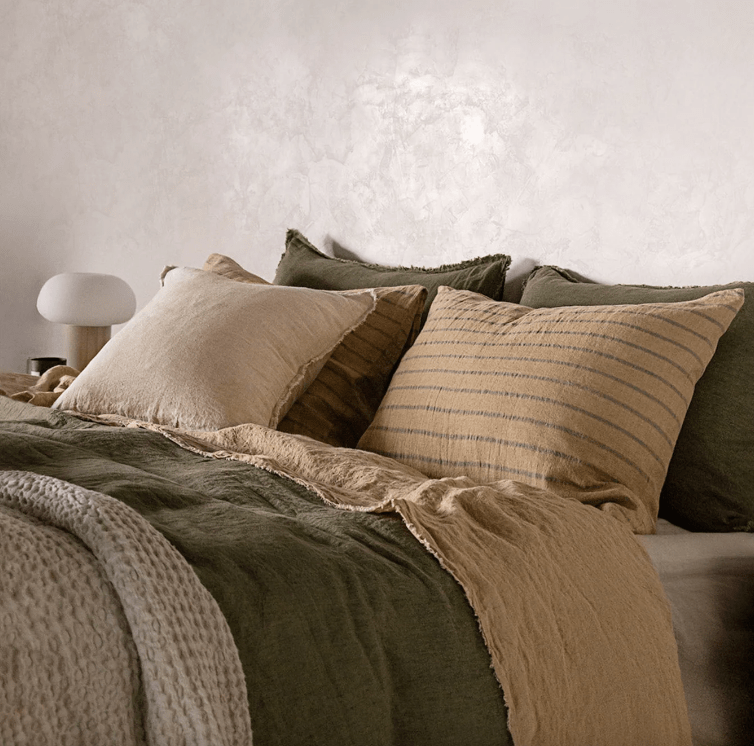 Basix Stripe Carmel/Tempest Linen Pillowcase