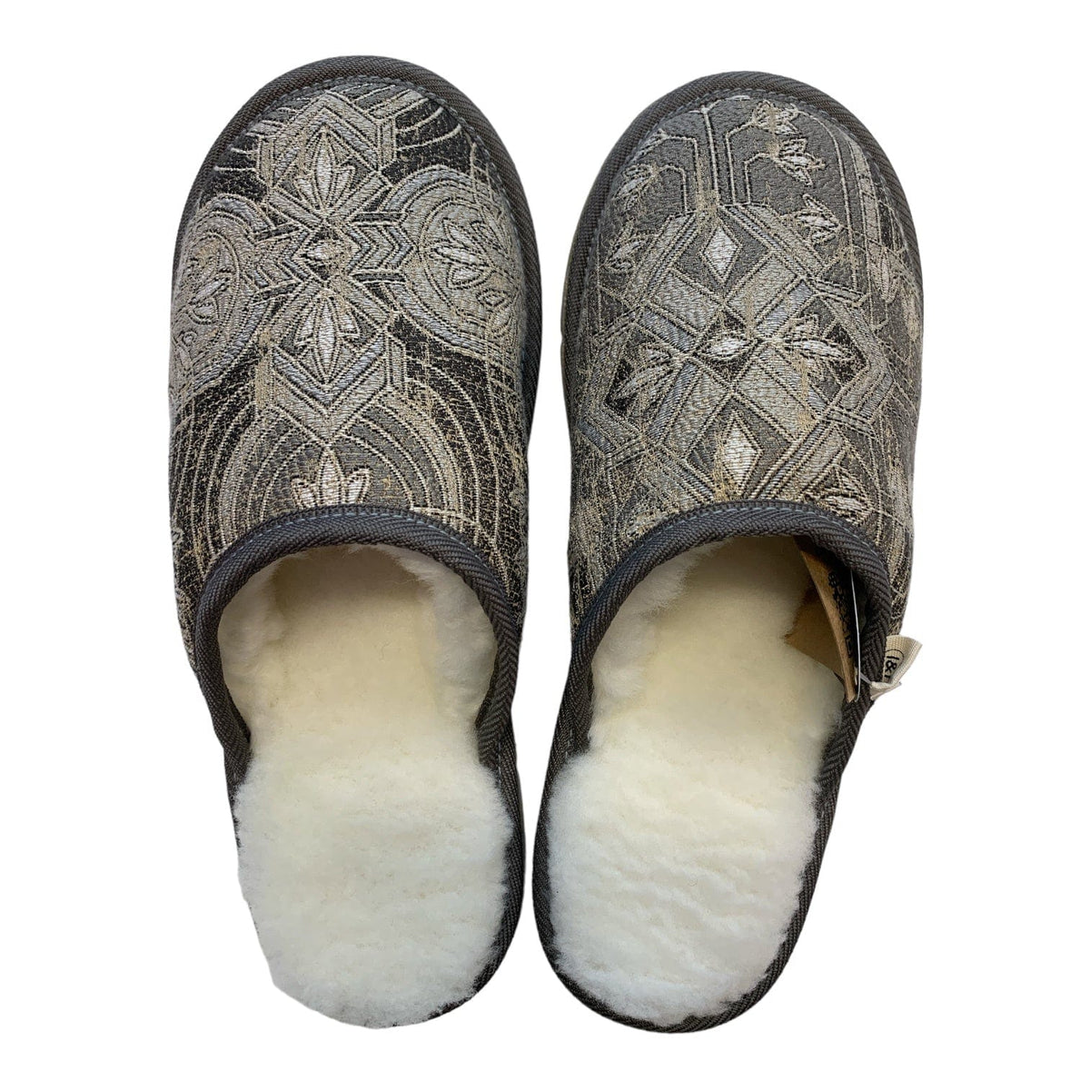 Silver Geo Medium White Slippers Little & Fox