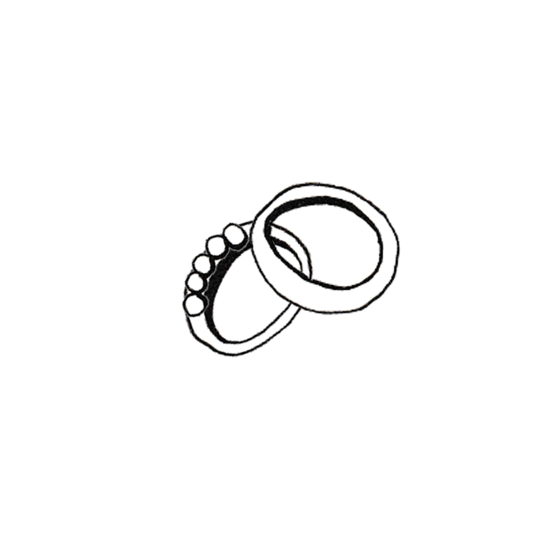 Two illustrated wedding rings