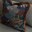 Voyage Imaginaire Noir 45x45cm Fringed Cushion