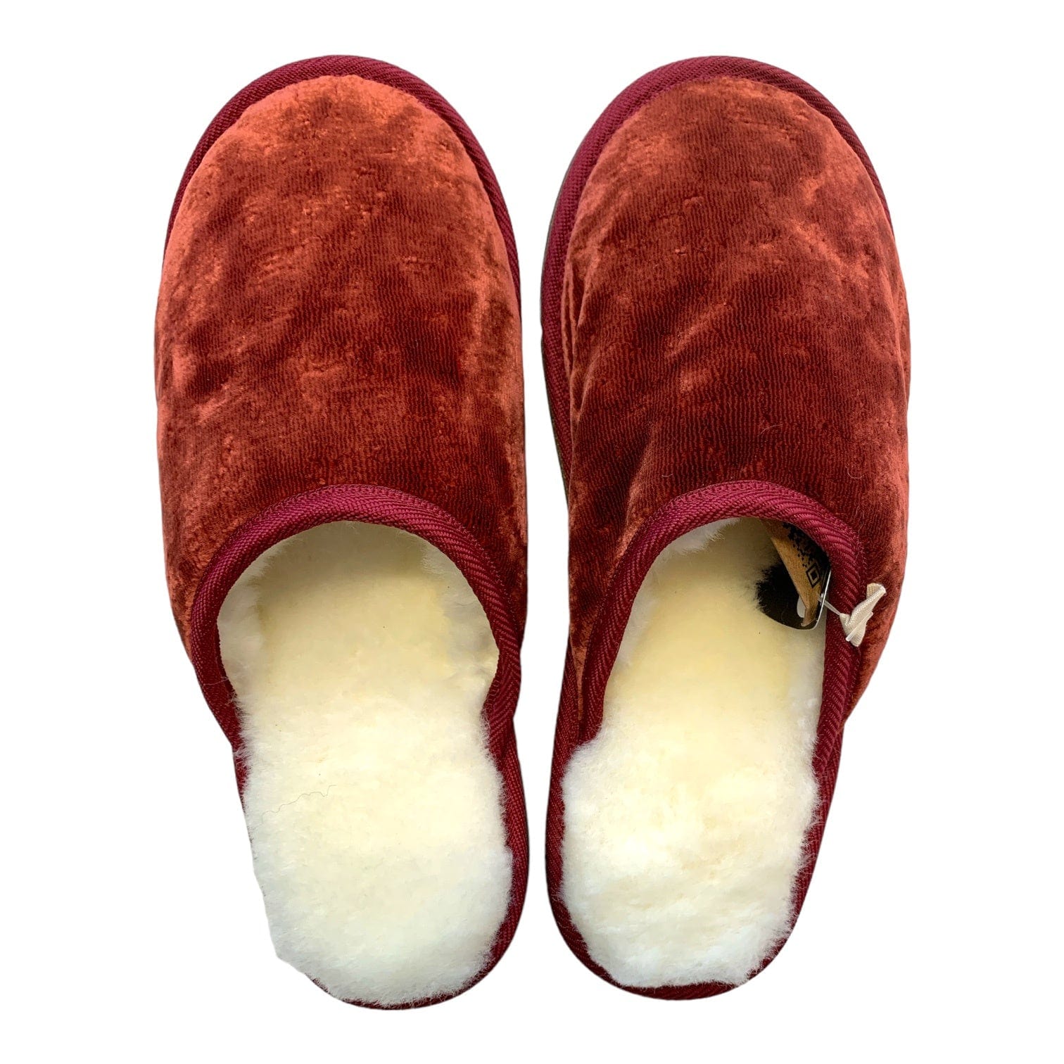 Wine Velvet Medium White Slippers Little & Fox