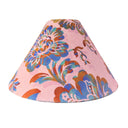 Floral psychedelic patterned lampshade on a pink background