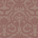 Patterned wallpaper with snakes and floral elements on a brown background