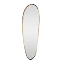 Oval mirror with gold frame on a white background