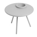 Light grey table with a built in plant pot on a white background