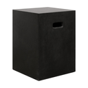 Black rectangular concrete stool on a white background