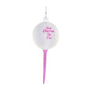 Golf ball with pink stand and 'Best Christmas by Par' text on a white background