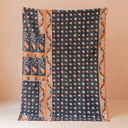 Black Geometric Floral Kantha Quilt