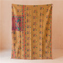 Black Geometric Floral Kantha Quilt