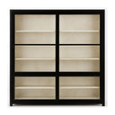Black Teak Square Glass Cabinet