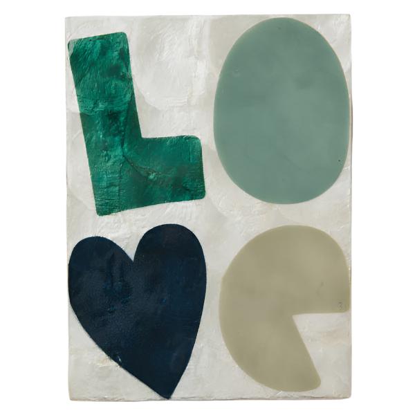 Blue Golden Love Tile Wall Art