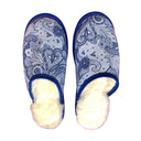 Blue Paisley Large White Slippers