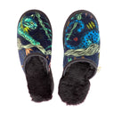Blue Wildlife Medium Black Slippers