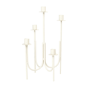 Warm Grey metal candelabra with five candle holders on a white background
