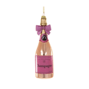 Champagne Bottle With Bow Glass Ornament - Pink